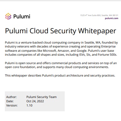 Pulumi Cloud Security Whitepaper