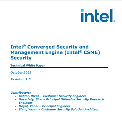 Intel® Converged Security and Management Engine (Intel® CSME) Security